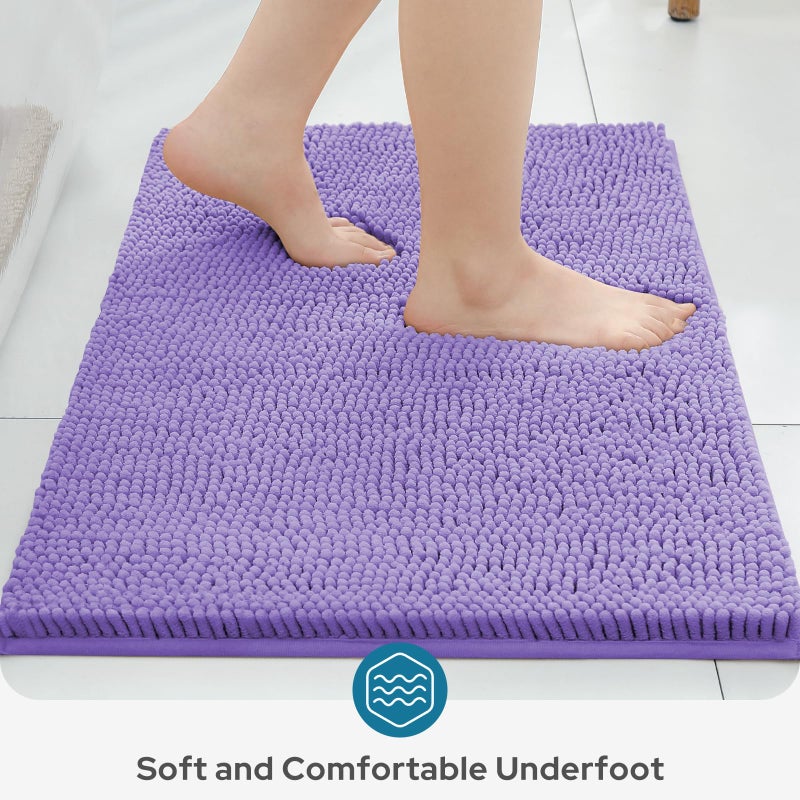 BYSURE Lavender Bathroom Rugs Sets 3 Piece Non Slip Extra Absorbent Plush Chenille Soft Washable Bath Mats - Image 4